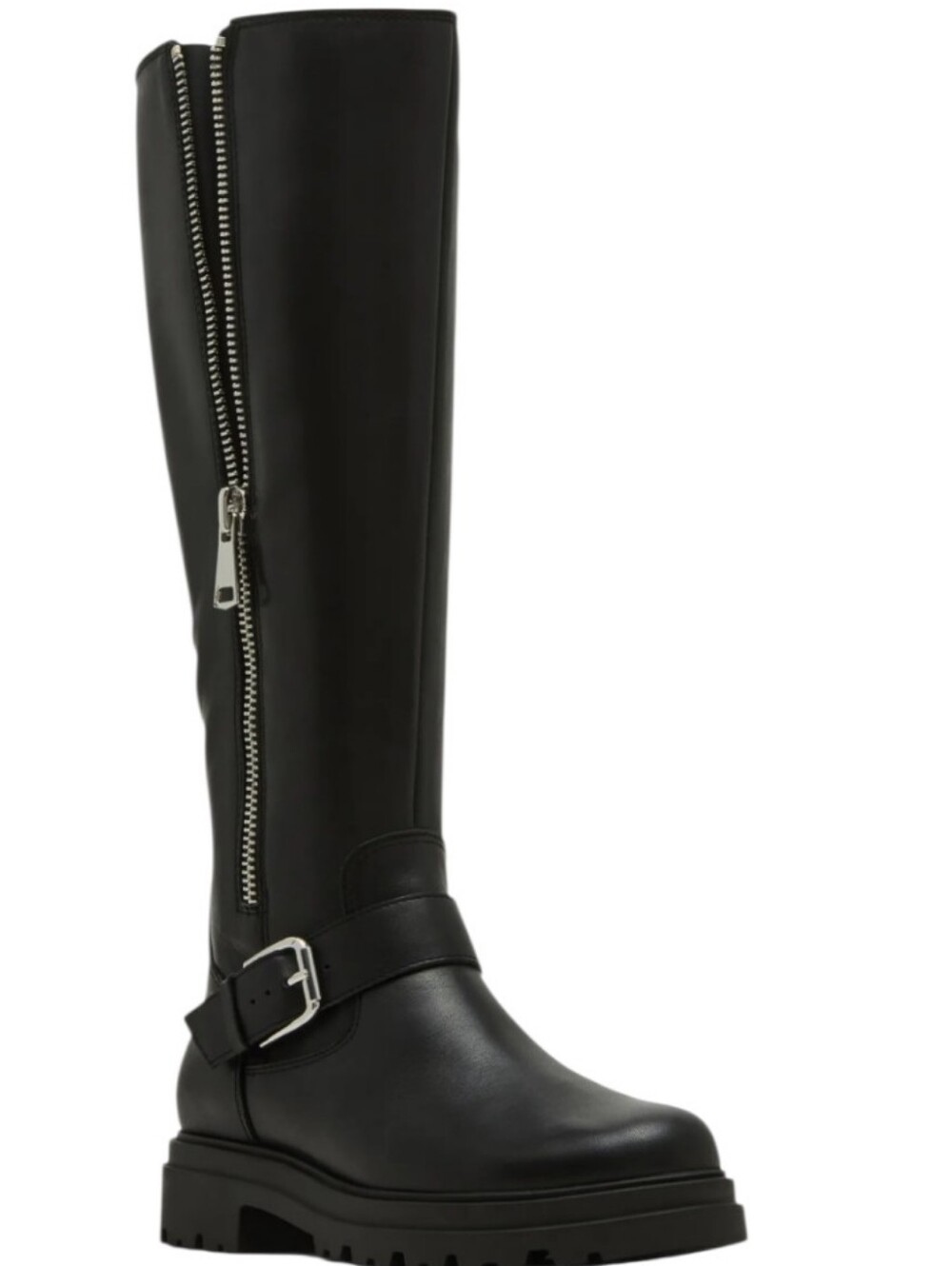 Blondo Taylor Lug Black Knee-High Buckle Zip Riding Boots... Size 11